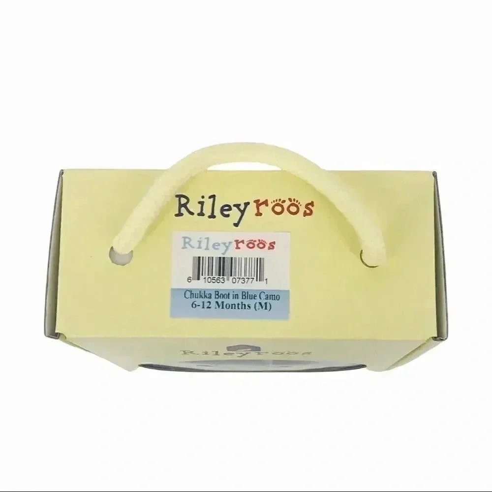 RILEYROOS BOOTS 6-12 MONTHS CHUKKA IN BLUE CAMO BABY WALKER BOOTIES SUEDE